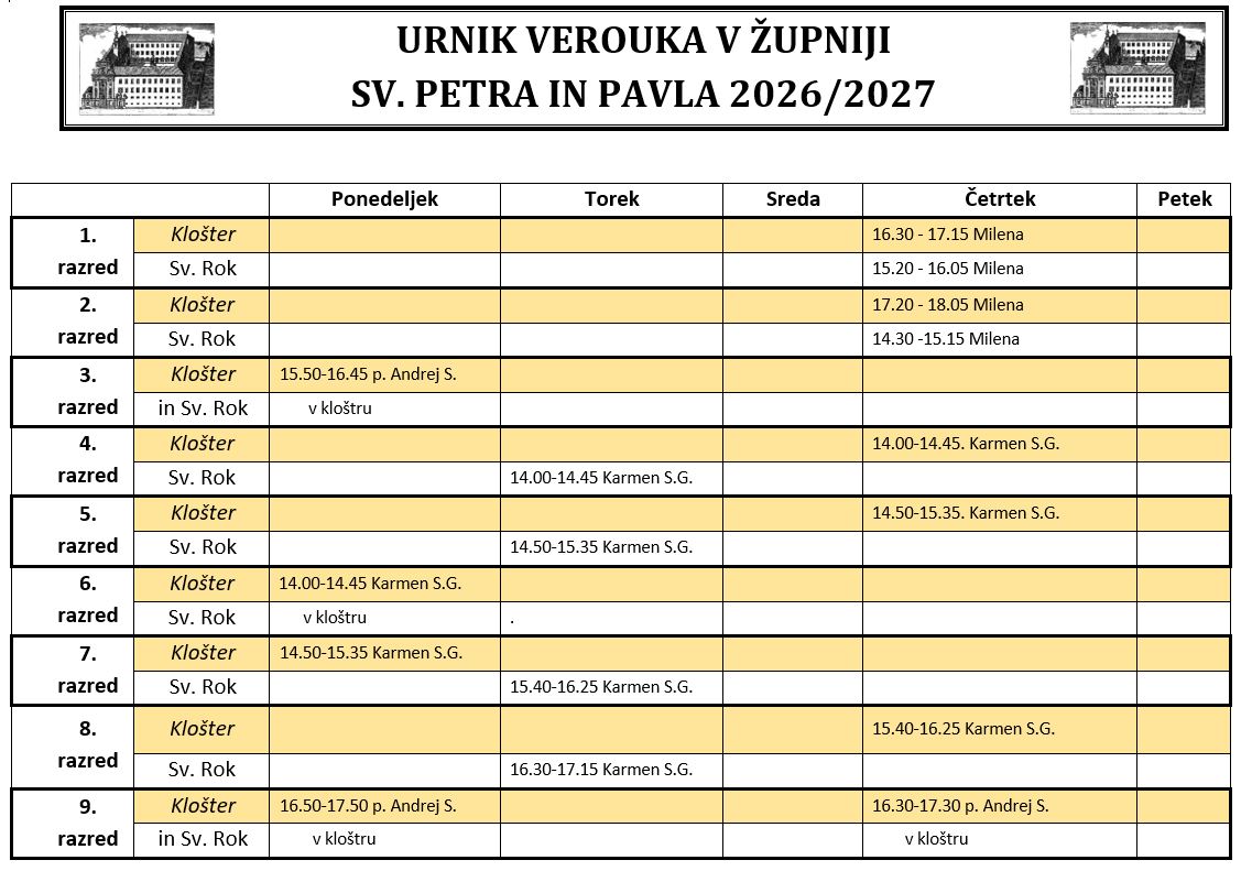 urnik verouka 2026 27